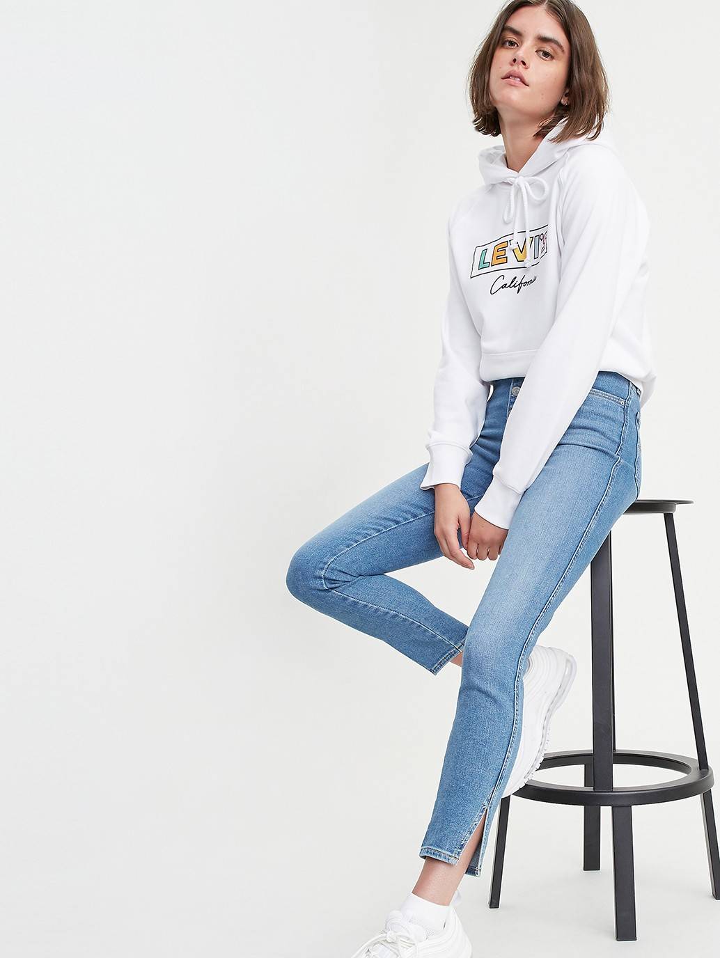Levi's® 721 露扣高腰緊身九分牛仔褲