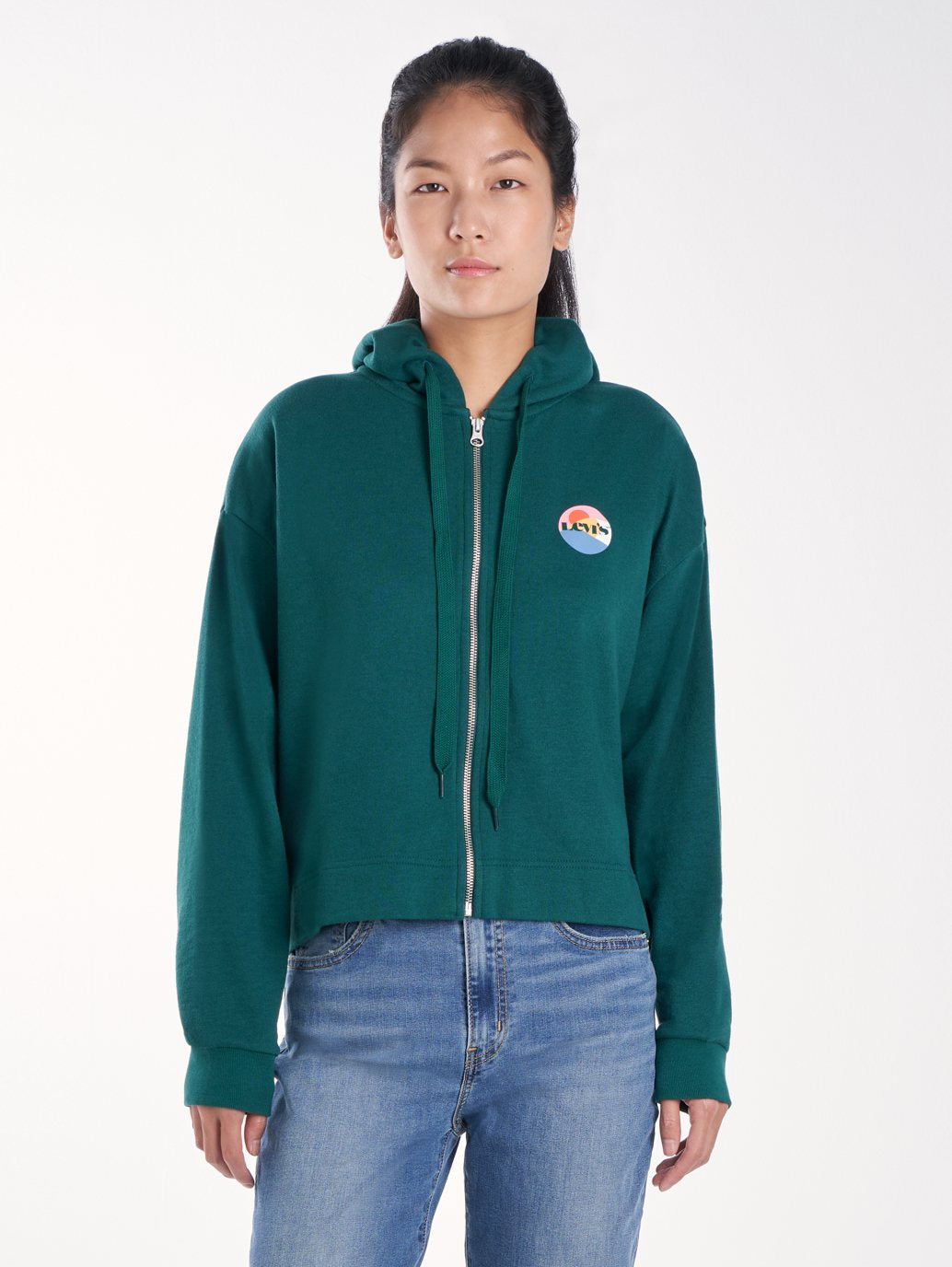 Levi's® 女士圖案滑板拉鍊連帽衫