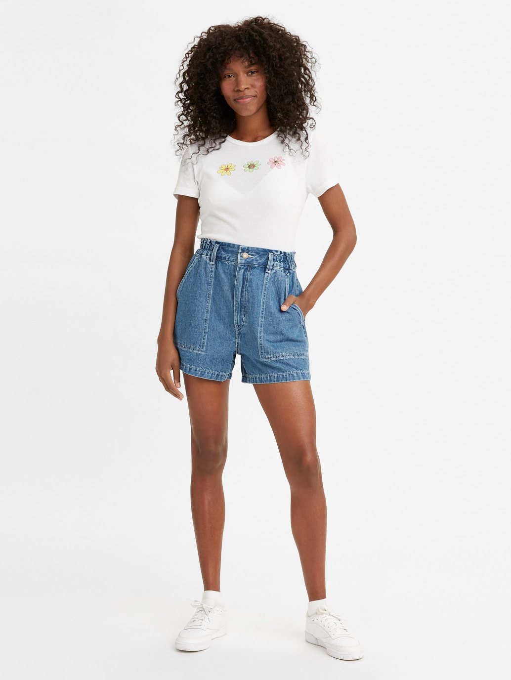 Levi's® 女士高腰 A 字牛仔短褲
