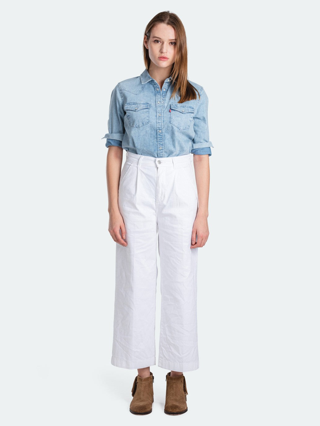 Levi's® 褶襉闊腿斜紋棉布褲