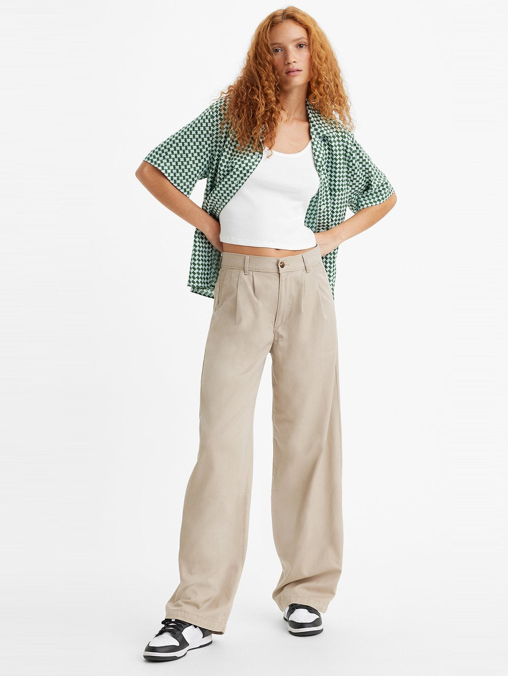 Levi's® 女款高腰褶襉長褲