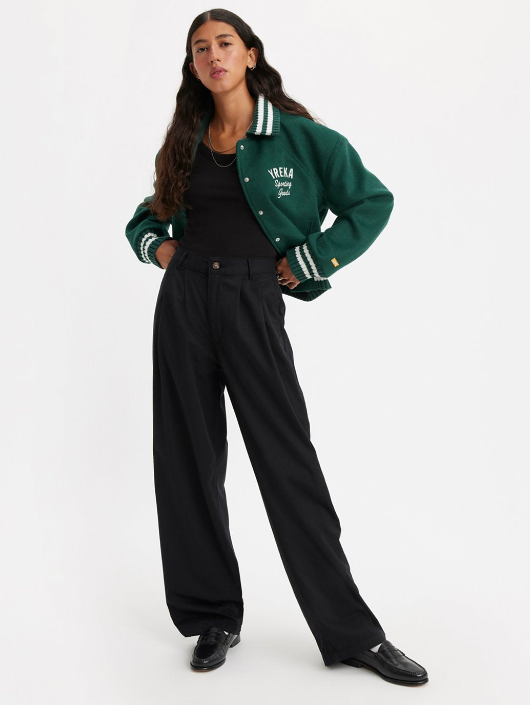 Levi's® 女款高腰褶襉長褲