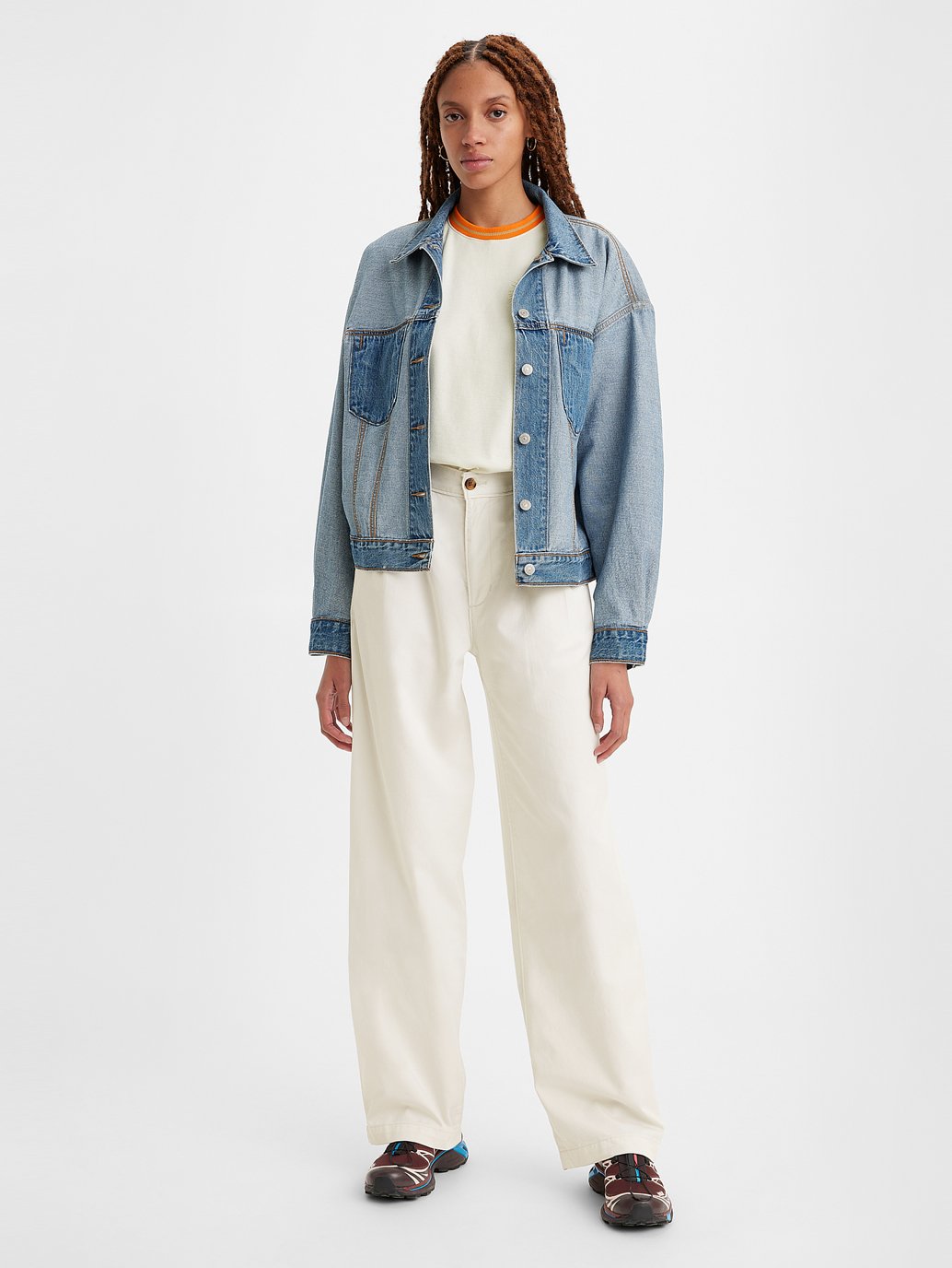 Levi's® 女款高腰褶襉長褲