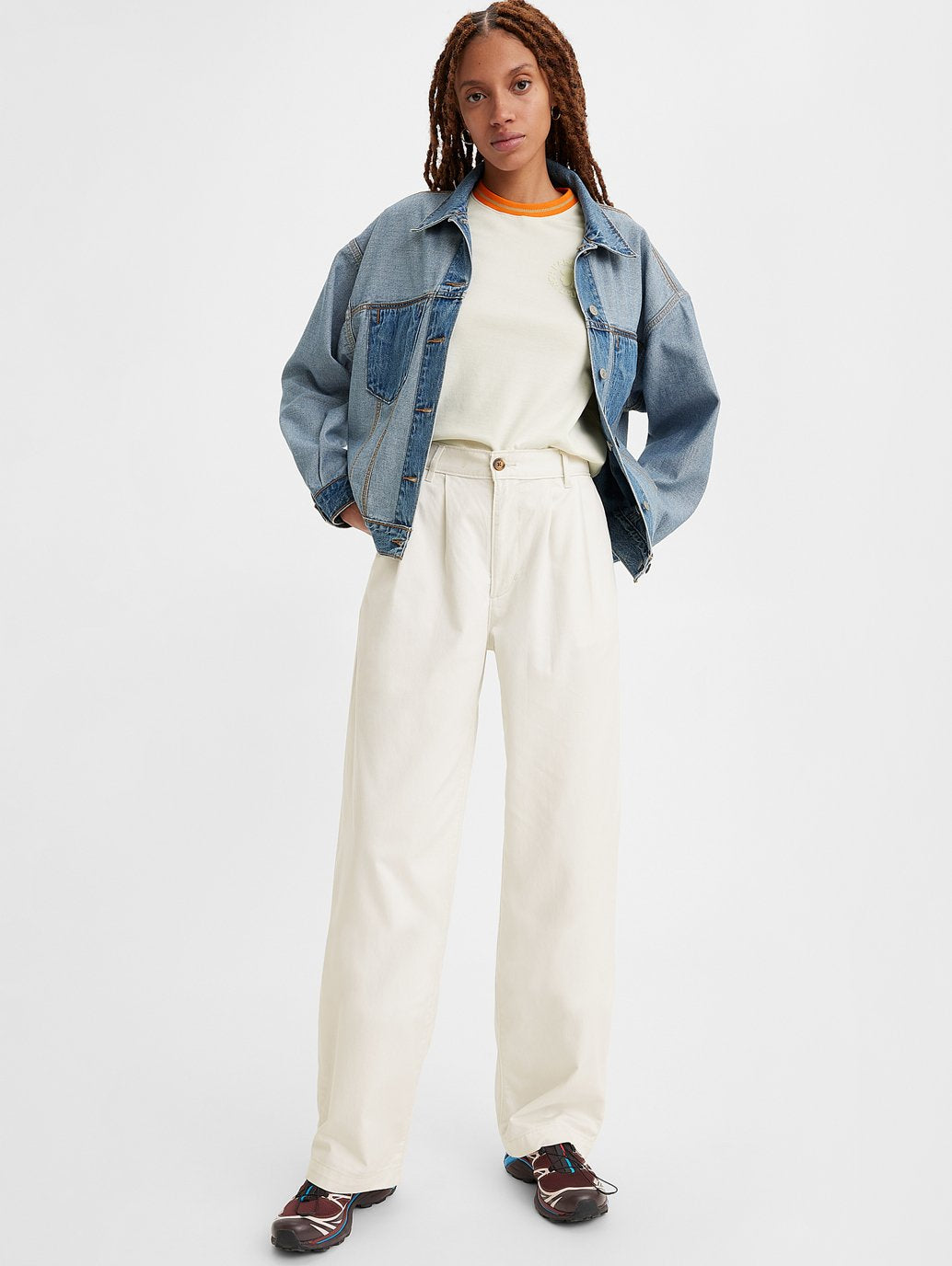 Levi's® 女款高腰褶襉長褲
