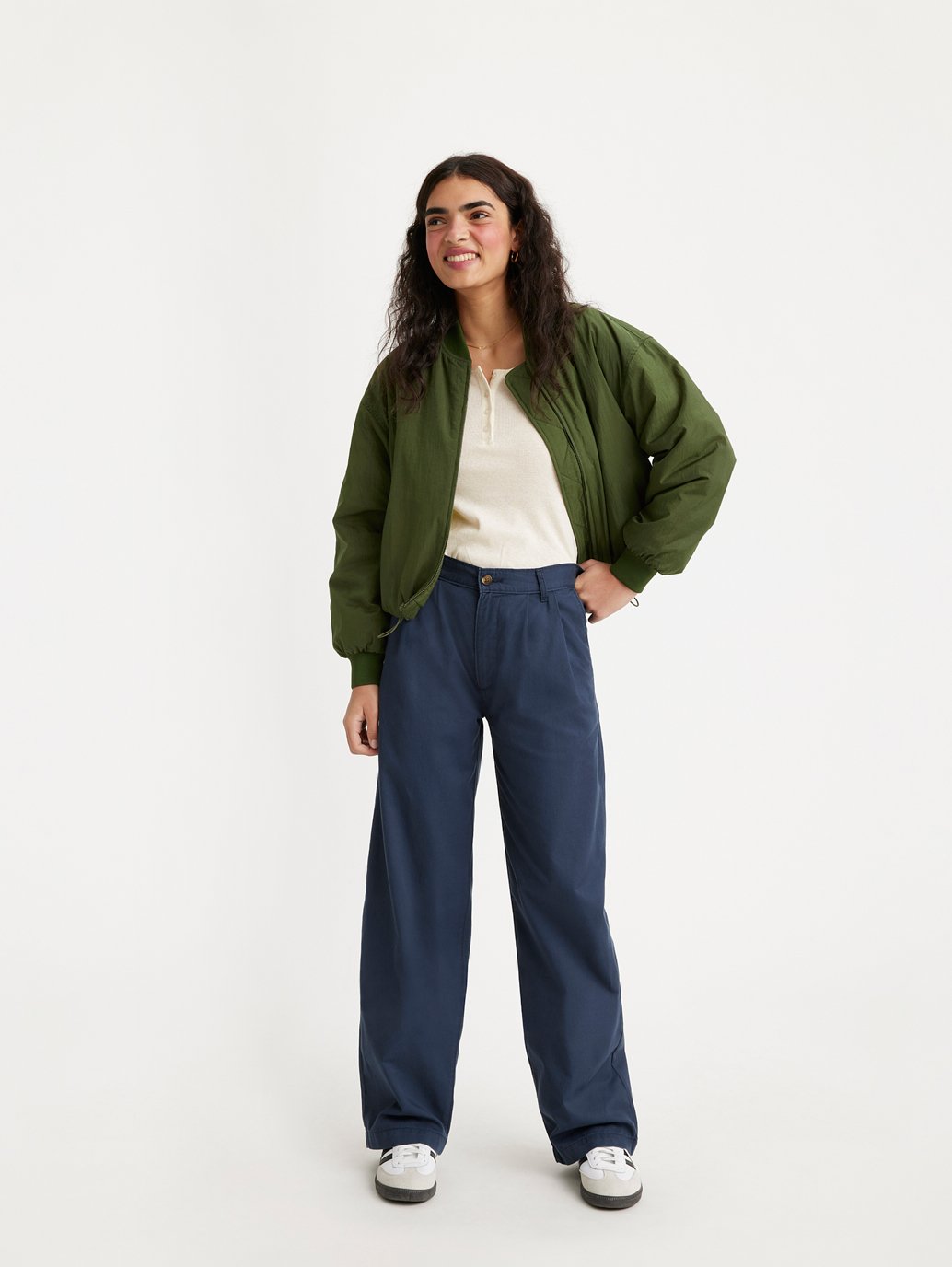 Levi's® 女款高腰褶襉長褲