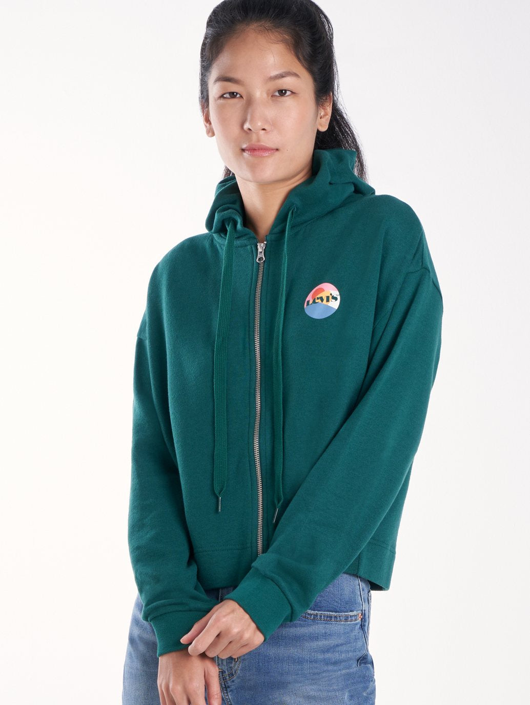Levi's® 女士圖案滑板拉鍊連帽衫