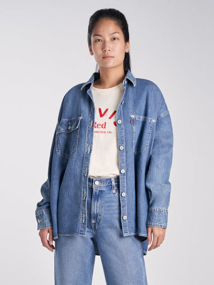 Levi's® 紅色女式牛仔梭織襯衫