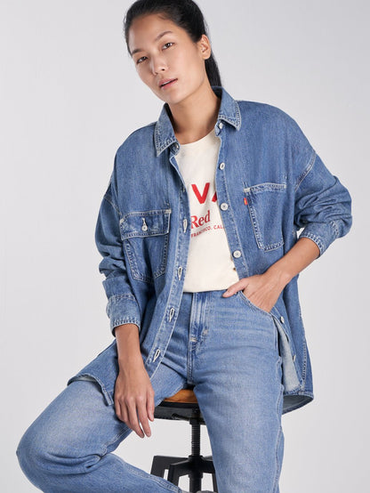 Levi's® 紅色女式牛仔梭織襯衫