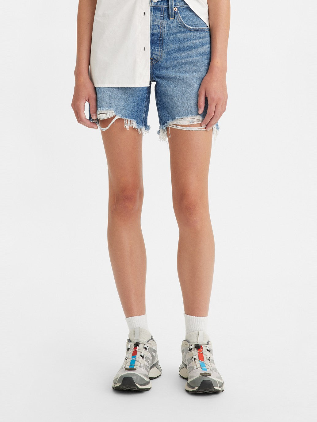 Levi's® 女士 501® Original 高腰中大腿牛仔短褲