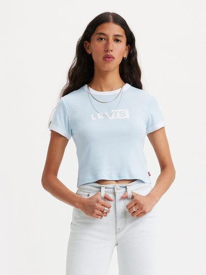 Levi's® 女用圖案 Ringer 迷你 T 卹