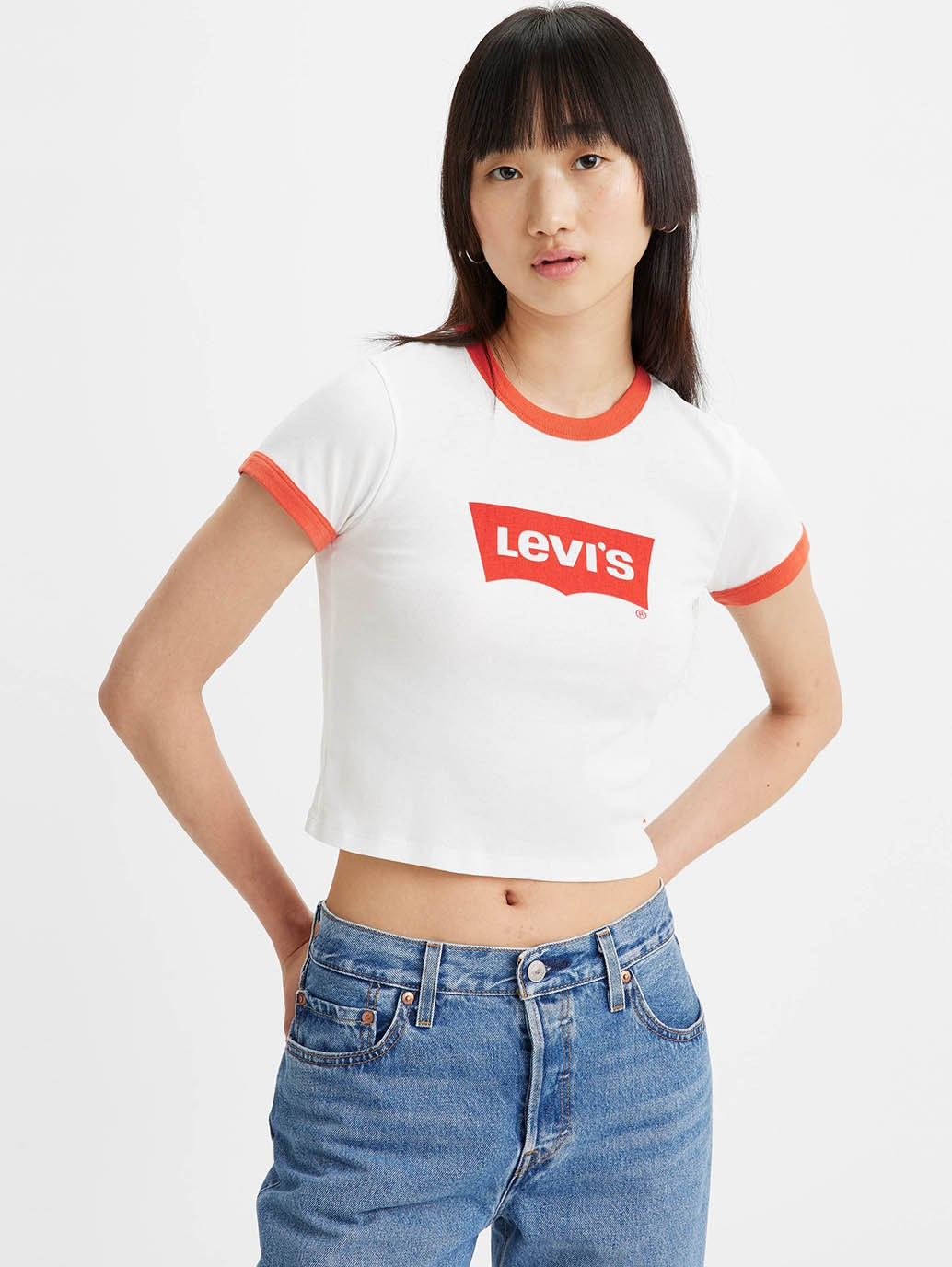 Levi's® 女用圖案 Ringer 迷你 T 卹