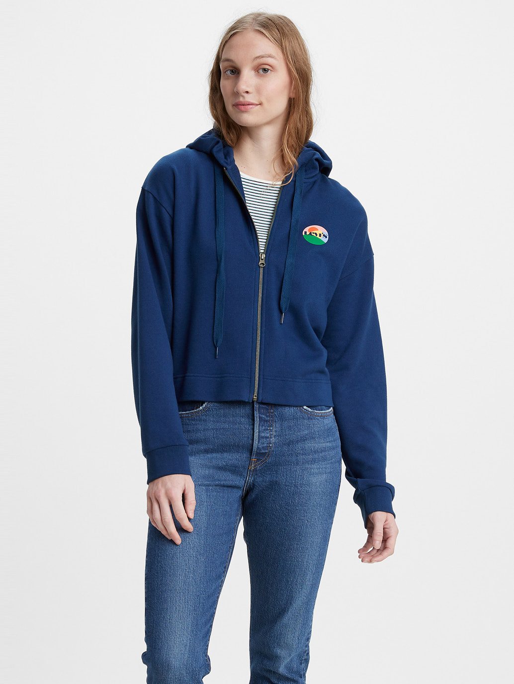 Levi's® 女士圖案滑板拉鍊連帽衫