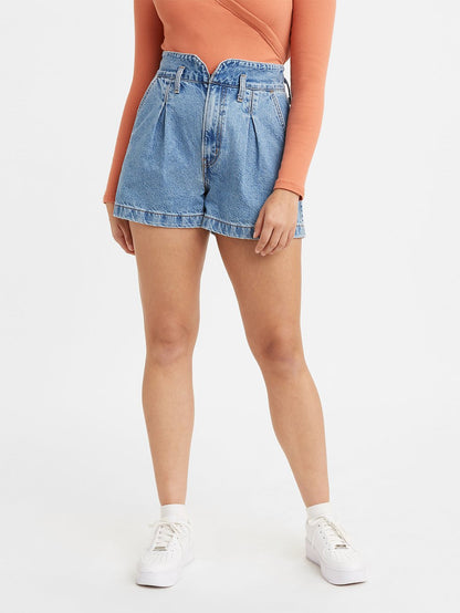 Levi's® 女款高腰媽媽牛仔褲短褲