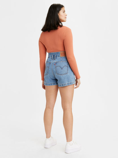 Levi's® 女款高腰媽媽牛仔褲短褲