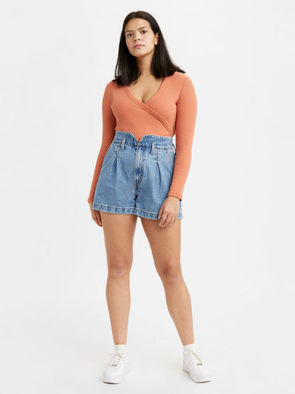 Levi's® 女款高腰媽媽牛仔褲短褲