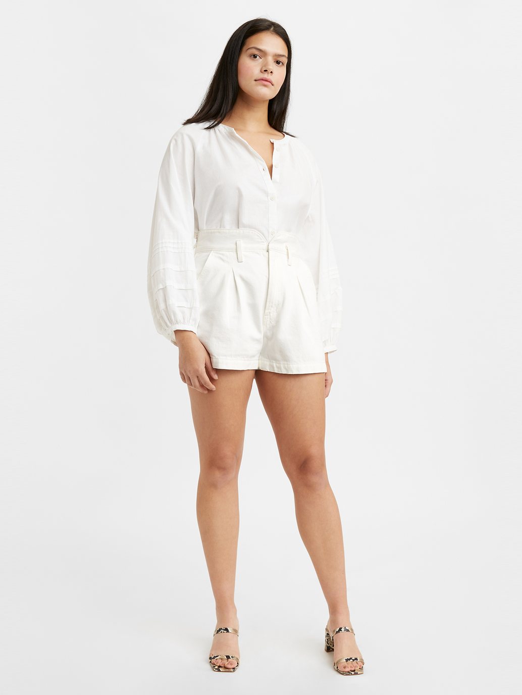 Levi's® 女款高腰媽媽牛仔褲短褲