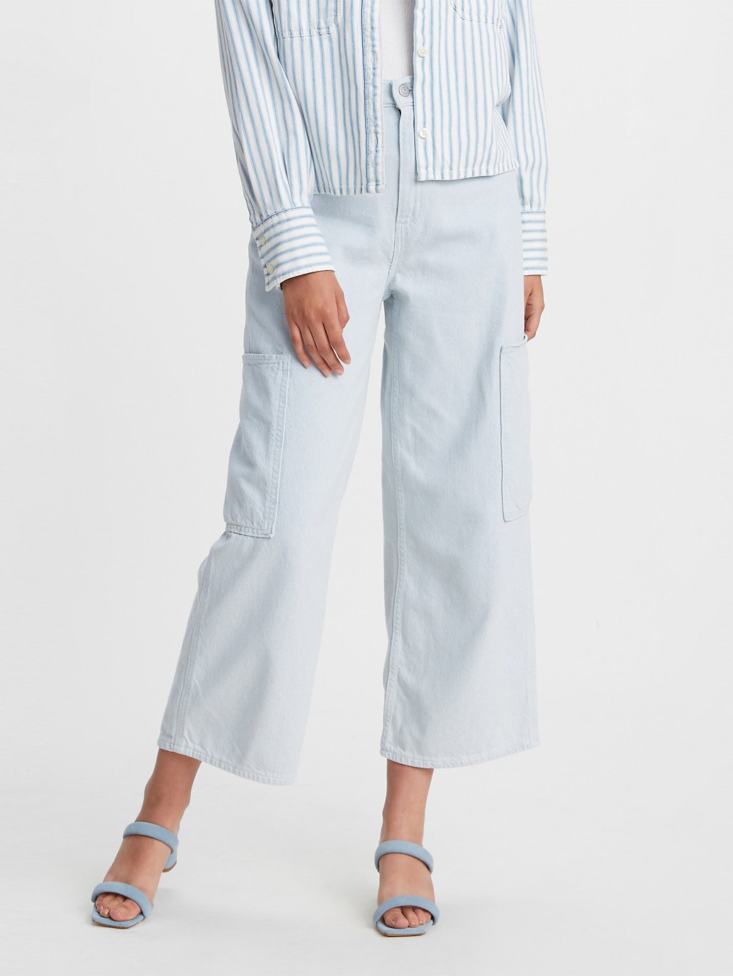 Levi's® 女款高腰寬腿九分實用牛仔褲