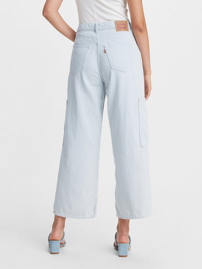 Levi's® 女款高腰寬腿九分實用牛仔褲