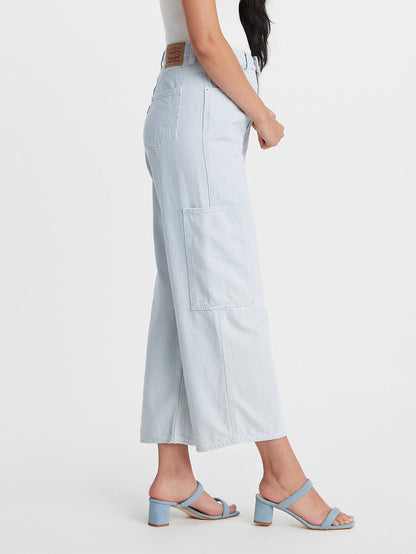 Levi's® 女款高腰寬腿九分實用牛仔褲