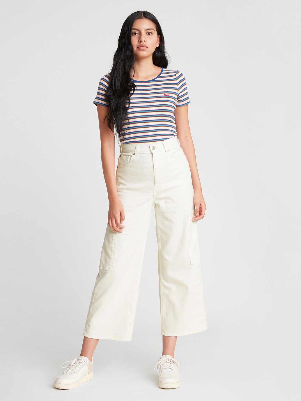 Levi's® 女款高腰寬腿九分實用褲