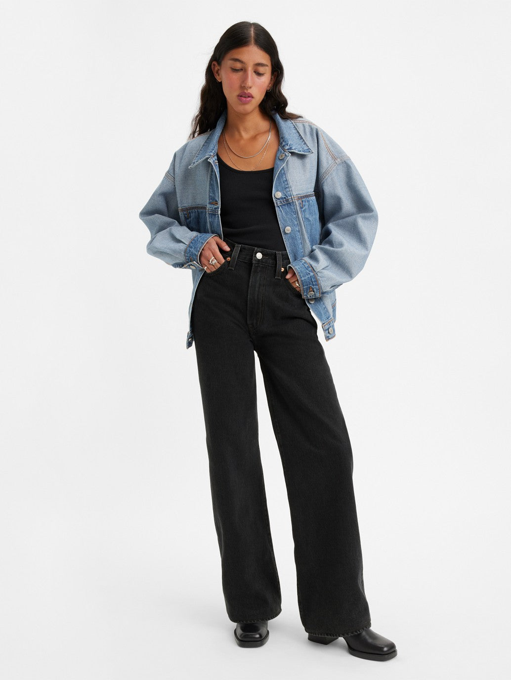 Levi's® 女款 Ribcage 寬腿牛仔褲