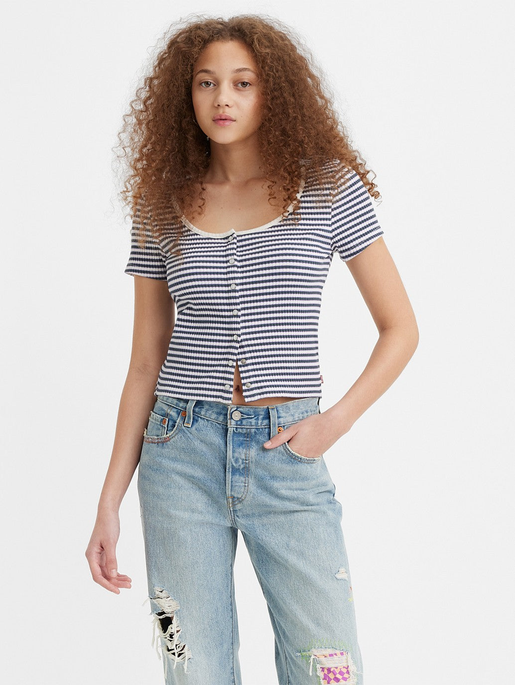 Levi's® 女款短袖 Britt 前按扣上衣